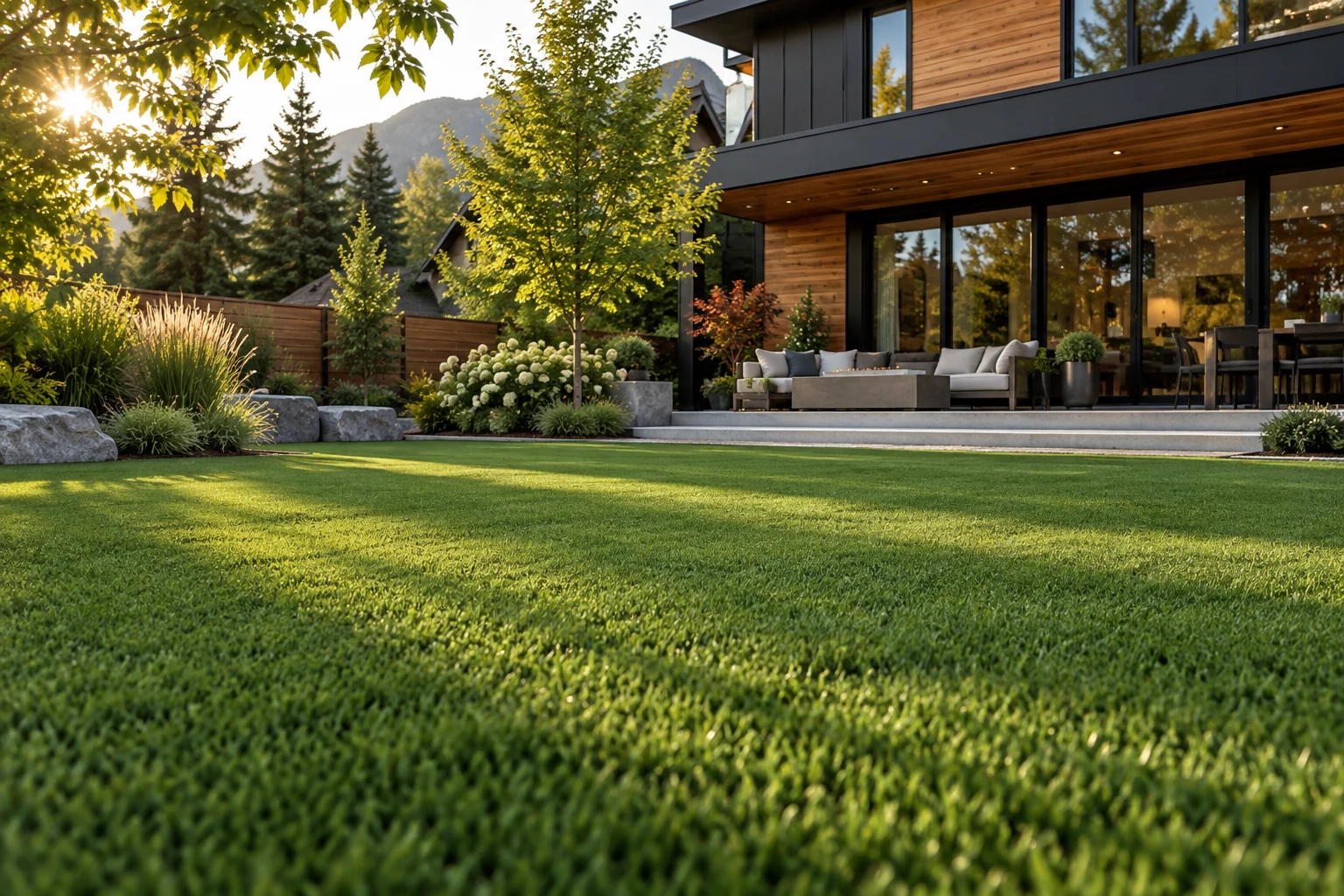 Artificial turf inspiration for a modern backyard with cedar accents