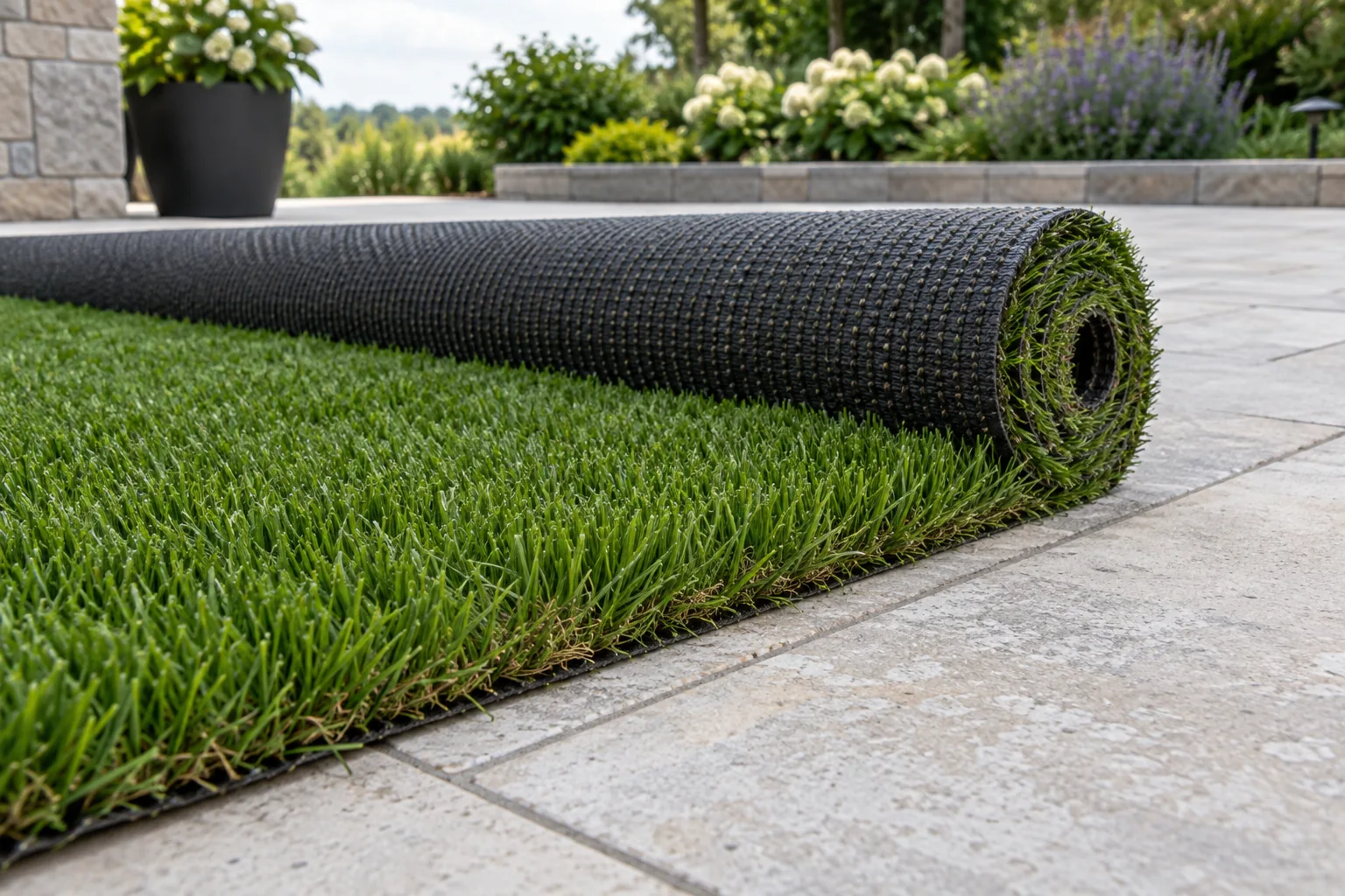 Landscape turf rolls — application example