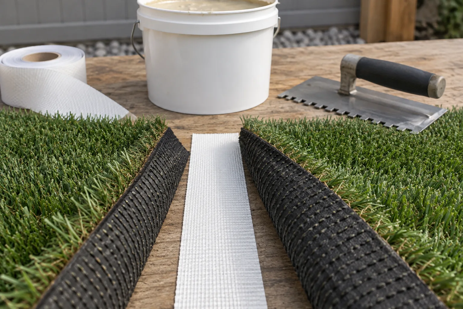 Turf seaming tape & adhesive — application example